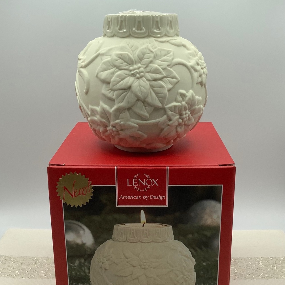 *NEW* Lenox Ornamental Glow Poinsettia Porcelain Votive Candle Holder